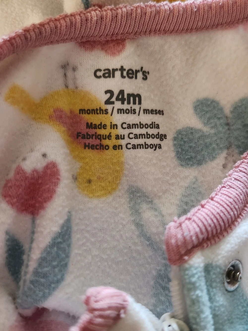 Carter's Pink and Multi-Print Footed One-Piece Bundle Of 3